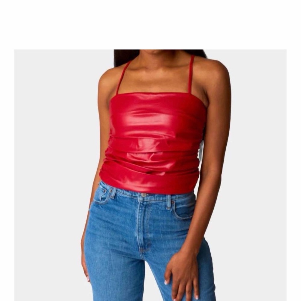 BuddyLove Jolee Vegan Leather Tank Top - Crimson × 1 S / Crimson